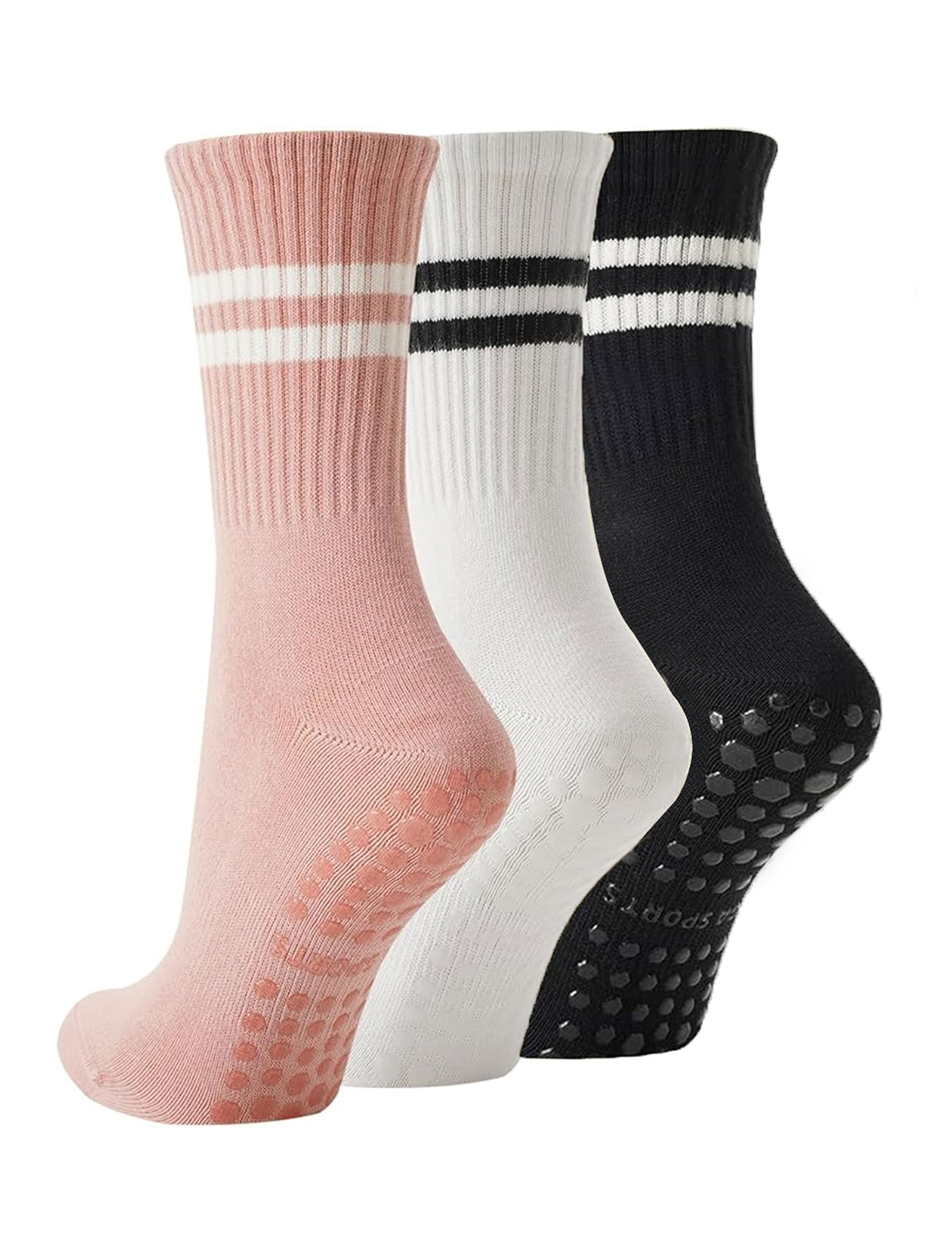 Fitness Yoga Pilates - 3 Paar Yoga-Socken, rutschfeste, professionelle Damen-Pilates-Socken,