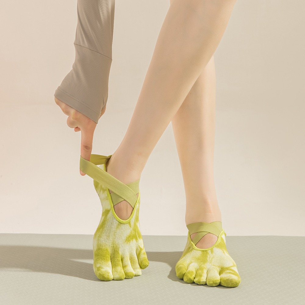 Pilate Yoga Workout - Tie-Dye Damen Fünf-Zehen-Grip-Socken für Yoga, Pilates