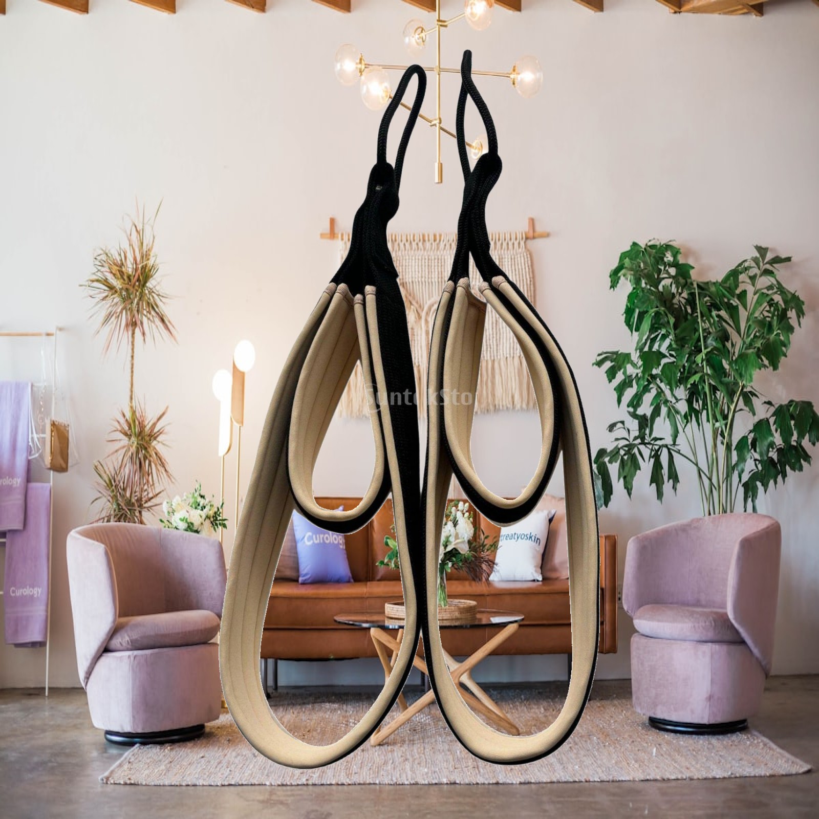Pilates & Yoga En Talavera Raquel Díaz - Pilates-Überkopfgriff mit Rutschfestem Griff, Pilates-Gurt für