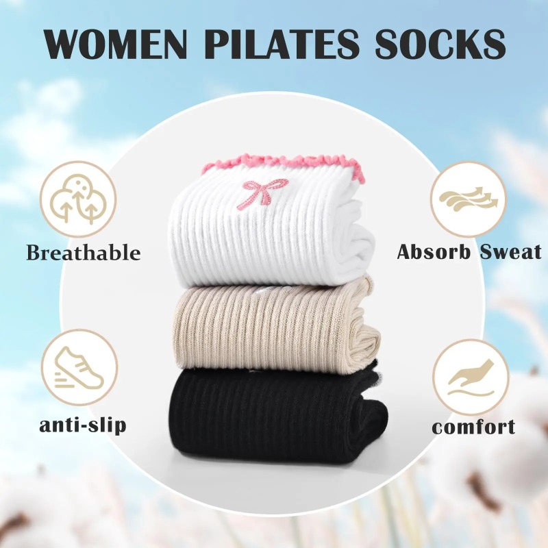 Fitness Yoga Pilates - Professionelle Yoga-Socken, Baumwoll-Riemen mit Silikon-Antirutschbeschichtung für