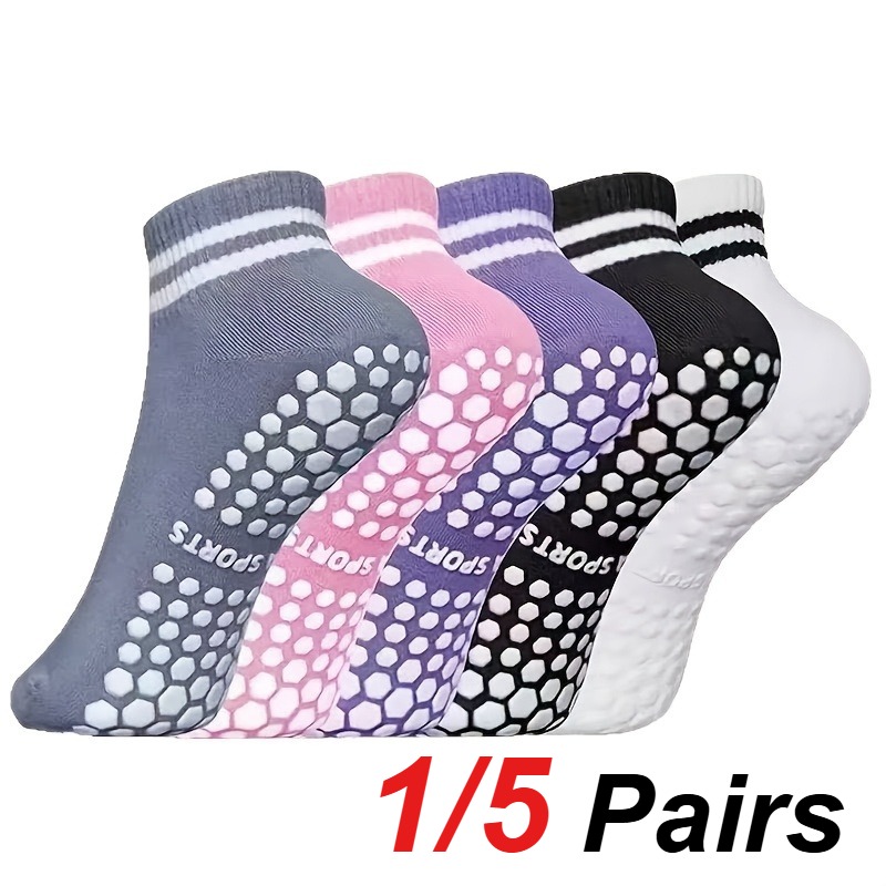 Fitness Yoga Pilates - 1/5 Paar Damen-Silikon-Anti-Rutsch-Socken für Pilates, Yoga,