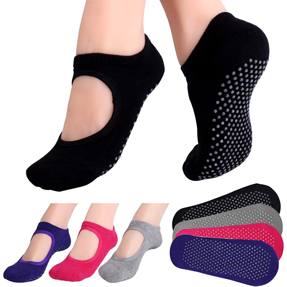 Pilate Yoga Workout - Rückenfreie, rutschfeste Fitness-Pilates-Socken aus Baumwolle für