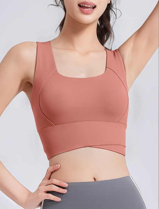 Pilate Yoga Workout - Damen-Sport-BH mit hoher Taille und überkreuzten