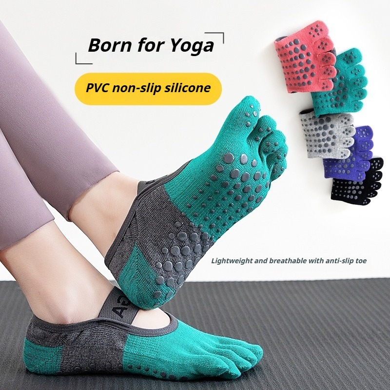 Fitness Yoga Pilates - Professionelle Pilates Anti-Rutsch-Fünf-Finger-Knöchelsocken für Damen, atmungsaktive
