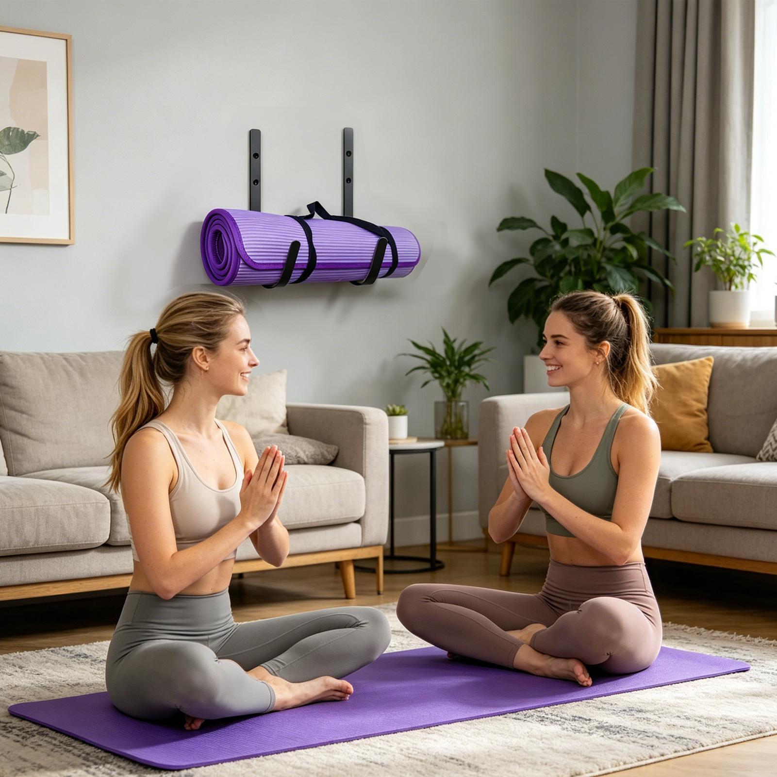 Pilates Yoga Garage - Yoga-Matten-Wandhalterung Schaumstoffroller-Organizer Haken Gebogenes Design Yoga-Matten-Aufbewahrungsregal