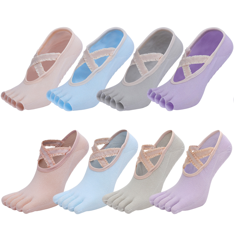 Pilate Yoga Workout - Fünf Finger Yoga Socken Spitze Kreuz