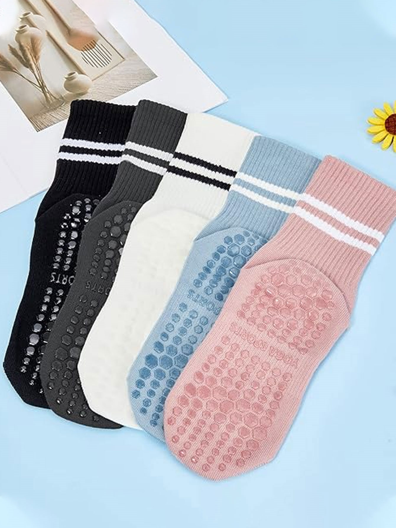 3 Paar Yoga-Socken, rutschfest – Fitness Yoga Pilates Bewertung und Preis