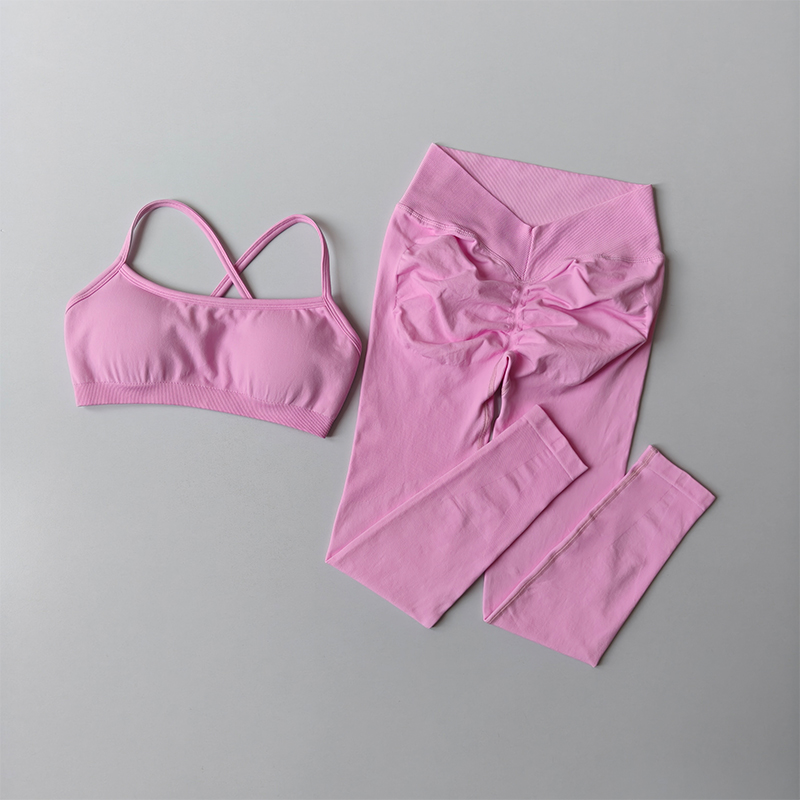 Pfirsichfarbener Fitnessanzug  – Pilates Yoga Legging Bewertung und Preis